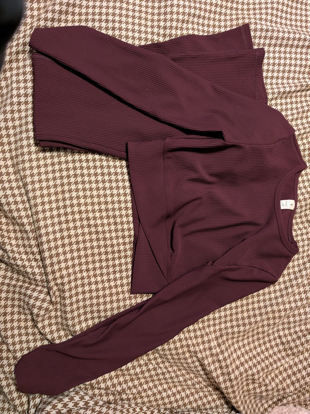 Kids Ribbed Long-Sleeve Top in Deep Wine
